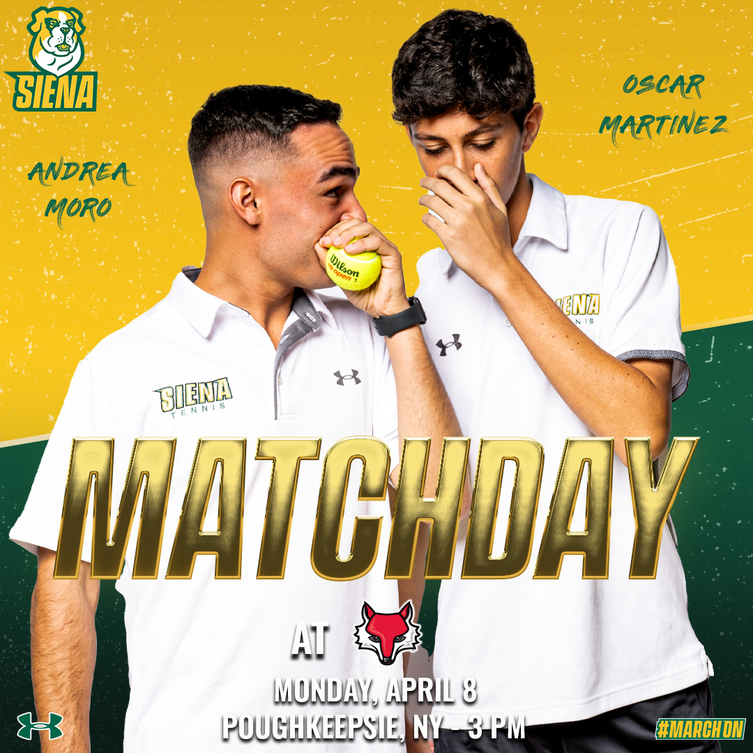 🎾 #MATCHDAY | Down I-8⃣7⃣ for a @MAACSports clash on the courts for @SienaMTennis ⏰ 3 PM (est.) 🏟️ Tennis Pavilion 📍 Poughkeepsie, NY #MarchOn x #SienaSaints x #MAACTennis x #NCAATennis
