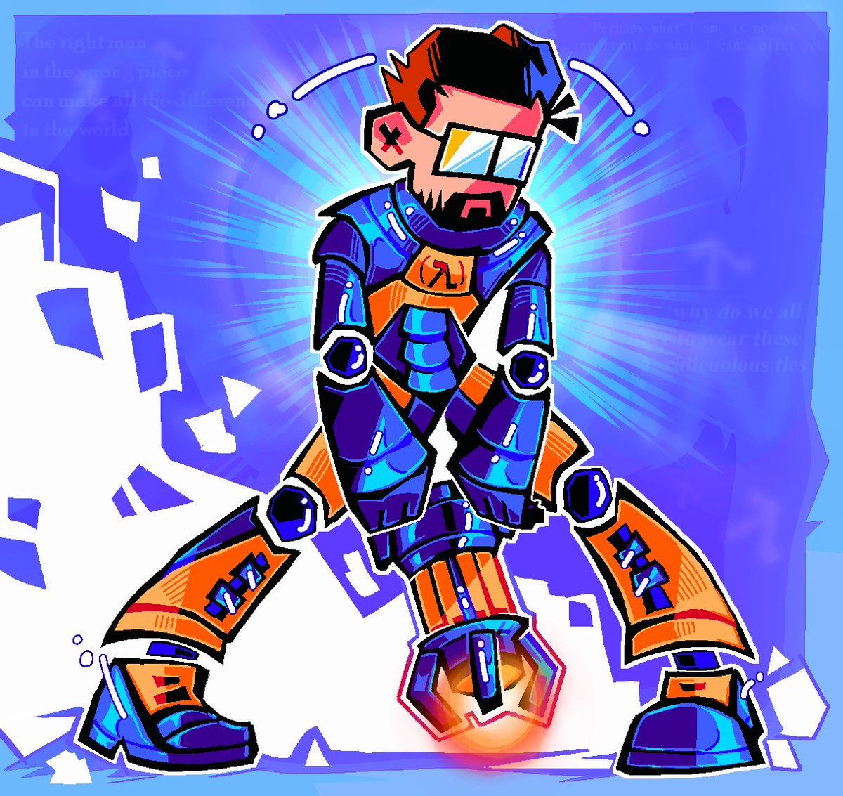 Gordon Freeman, in the flesh - or rather, in the hazard suit. 
#halflife #fanart