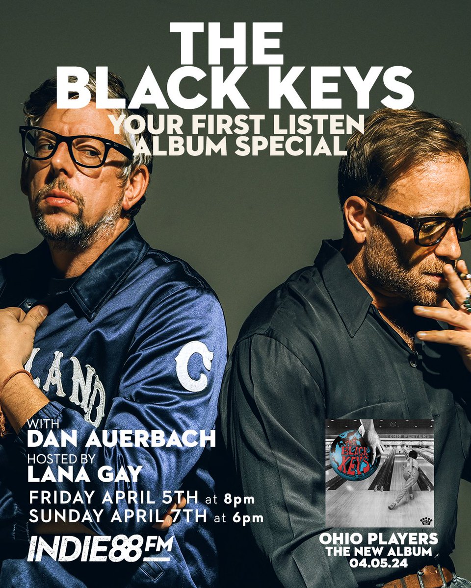 Indie88’s Your First Listen Album Premiere for the new @theblackkeys album #OhioPlayers, out NOW! Tune in as @LanaGay chats with Dan Auerbach about the new album as we play it track-to-track!