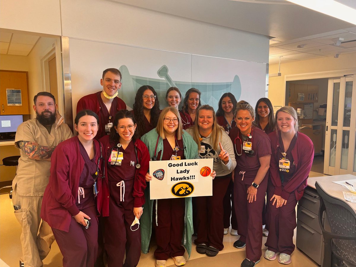 Our patients and staff are sending “good luck” wishes to the @iowawbb tonight in their Final Four appearance in Cleveland, Ohio. 🏀💛🖤