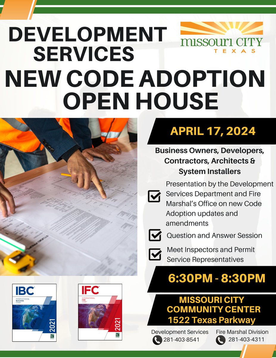 Join us on tomorrow for our #MCTX Open House! This event will allow attendees to have their questions answered on the new code adoption updates and amendments! Participants can also meet with Staff, regarding inspections and permit services. We look forward to seeing you there!