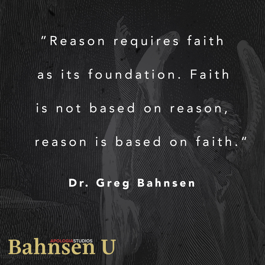 ' Reason requires faith as its foundation. Faith is not based on reason, reason is based on faith.' - Dr. Greg Bahnsen, The Aim of Apologetics To learn more: ean.link/bahnsenu