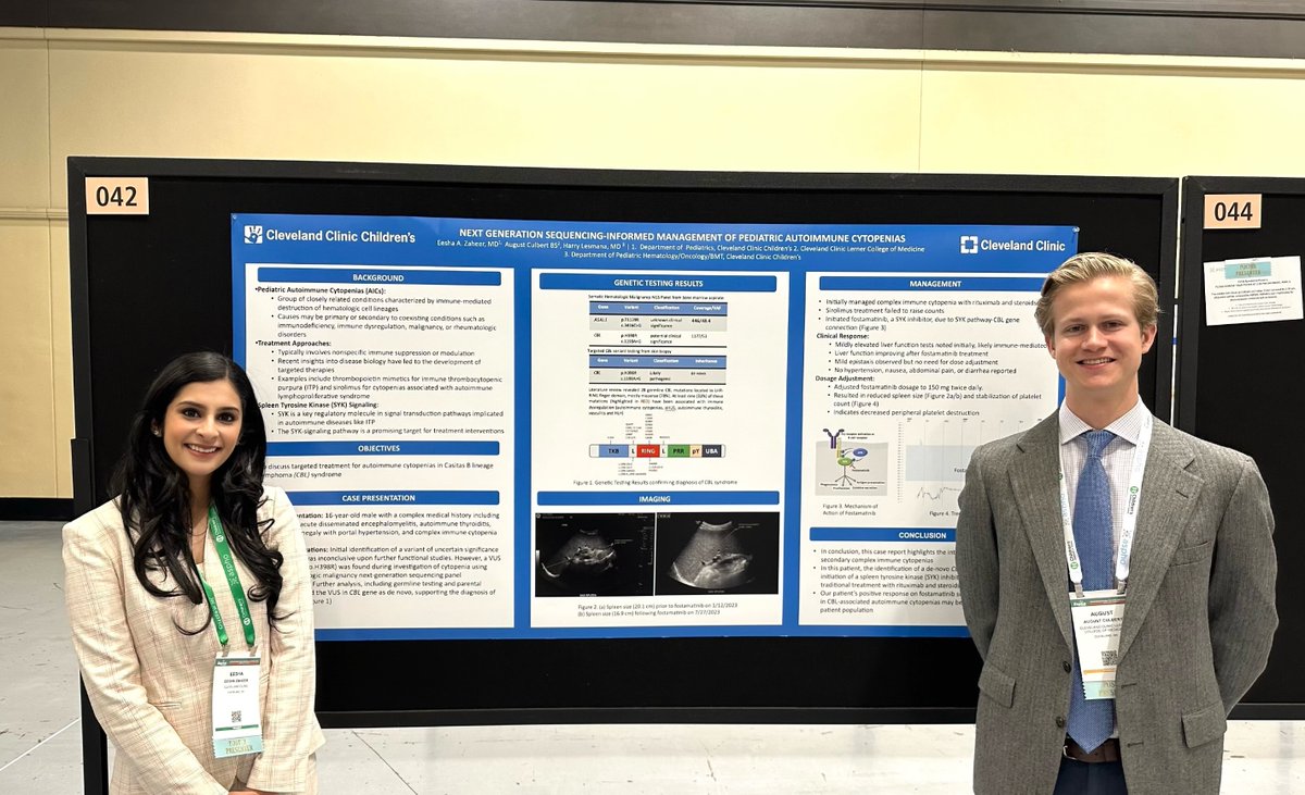 Had a great time at #ASPHO2024 learning about hematology/oncology & CAR T-cell advances 

Thankful for the opportunity to share our work on ocular myeloid sarcoma & autoimmune cytopenias with mentorship from @RabiHannaMD @harry_lesmana @StaceyZahlerDO @eesha_zaheer @CleClinic_PHO