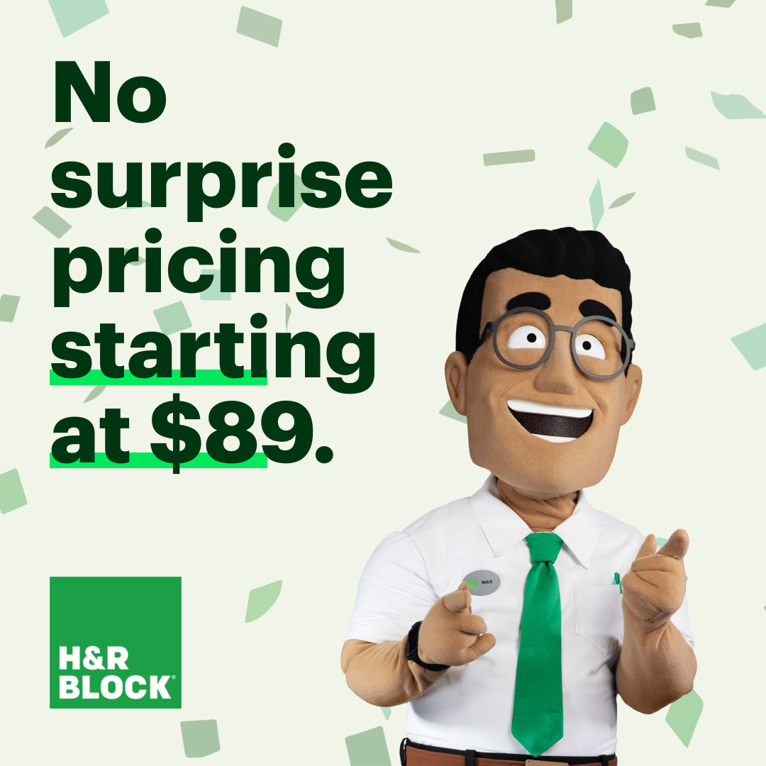 No surprise pricing starting at $89. The deadline is fast approaching, make an appointment today: hrblock.io/Appointment