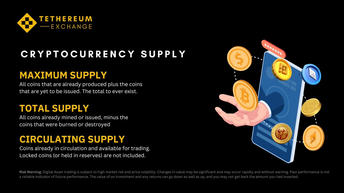 Decoding the numbers in Crypto! 🚀 
Understanding the difference between Maximum, Total, and Circulating Supply is key to assessing a cryptocurrency’s value and scarcity. 
Don’t just trade; trade informed! 

#CryptoKnowledge #CryptoSupply #SmartInvesting #Tethereum