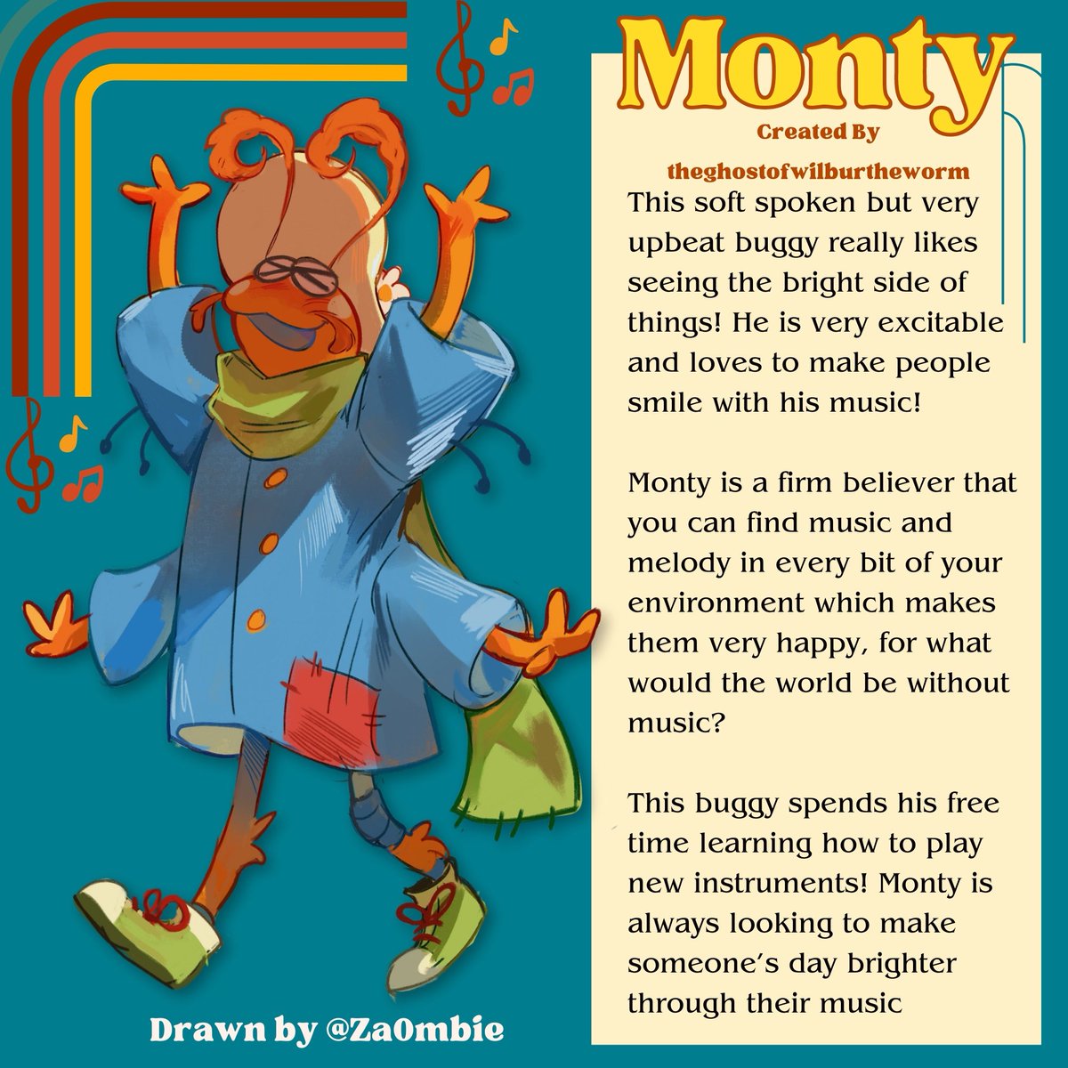 PendogCreative's tweet photo. Meet Monty, Stitch and Seam’s songwriting grasshopper! #TSAB #TheStarsAndBlue https://t.co/aRNQMoksmu