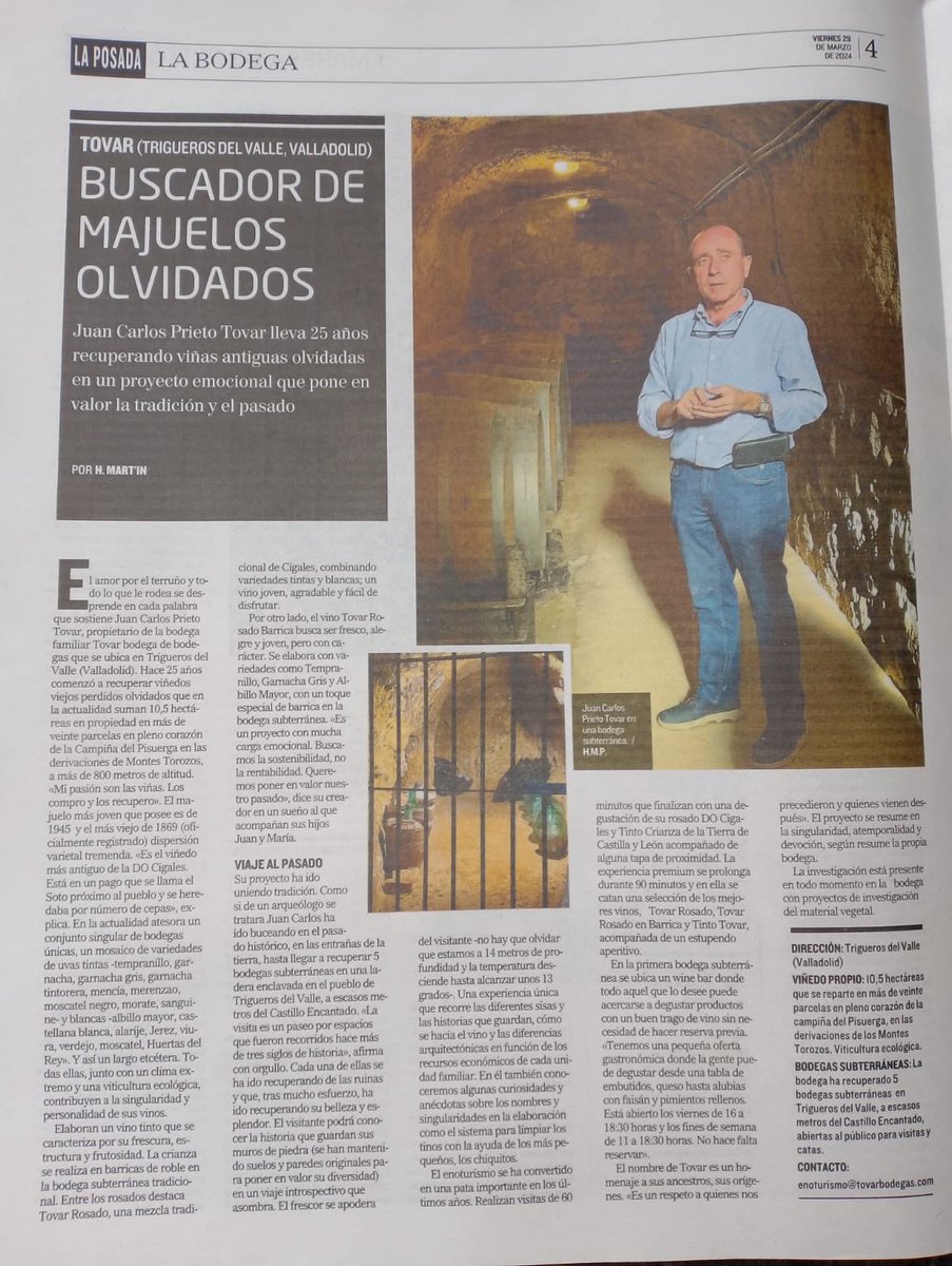 El día 23 de marzo, vinieron a conocer Tovar un grupo de periodistas de la mano de la <a href="/RutaVinoCigales/">Ruta del Vino Cigales</a> 

<a href="/LaPosadaElMundo/">La Posada-El Mundo</a> y H.  Martín, gracias por mostrar Tovar y contar la historia del buscador de majuelos