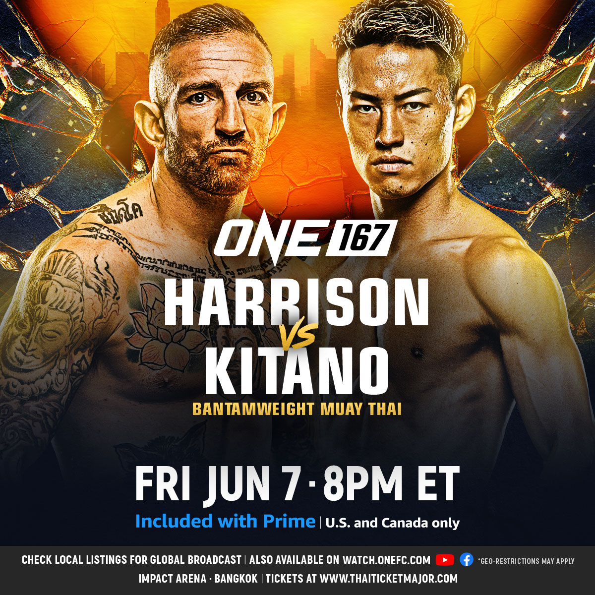 “Hitman” is BACK 🎯 UK legend Liam Harrison makes his highly anticipated return to ONE on June 7 to take on Japan's Katsuki Kitano in a bantamweight Muay Thai scrap! @liambadco⁠ ⁠ #ONE167 | Jun 7 at 8PM ET ⁠ 🇺🇸🇨🇦 Watch Live on Prime ⁠ 🇬🇧🇮🇪 Watch Live on Sky Sports ⁠ 🌍 Live…