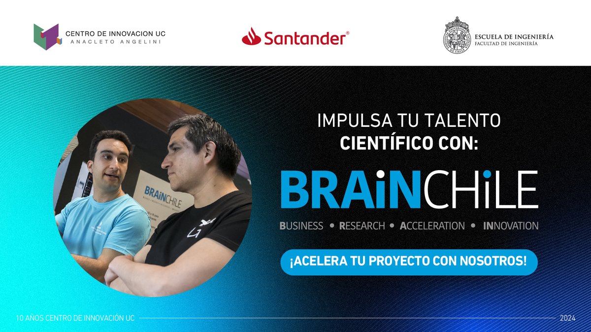 Descubre el potencial ilimitado de tu idea con BRAIN Chile. Únete a nosotros y sé parte de la próxima gran innovación. @transferenciauc @ingenieriauc @santanderchile brainchile.cl #CienciaYTecnología #ProyectosCientíficos #UC