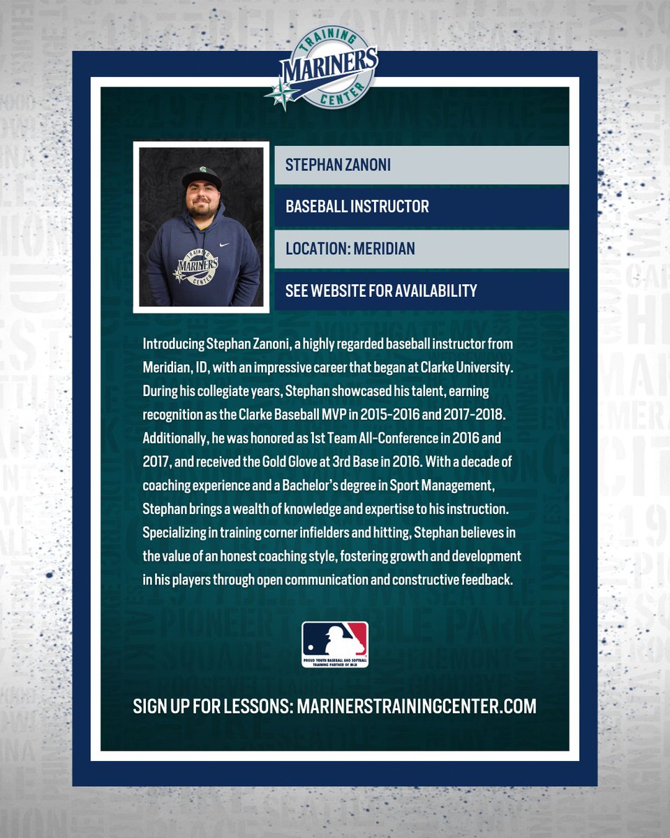 Baseball Instructor Spotlight! 🌟 Stephan Zanoni | 📍 MTC Meridian Specializing in corner infield and hitting Book a lesson with him today! 👉 bit.ly/3HKXbyl