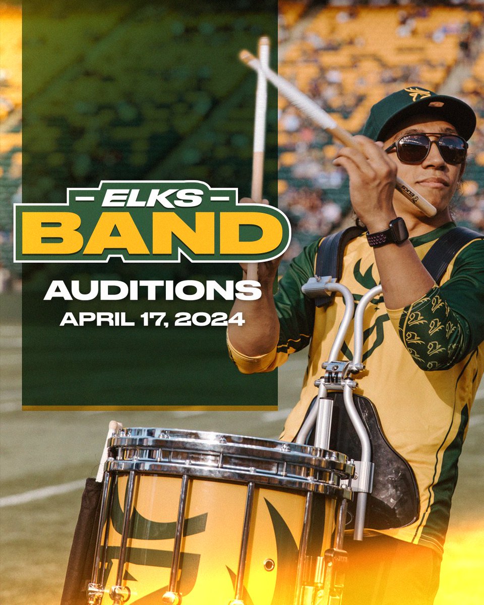 🎺🎶Help us make some noise this season!🥁🎶 The Elks Band is looking for members. YOU could be a part of the EE Game Day experience! More information: goelks.com/elks-band/ #OurTeamOurCity #GoElks #CFL