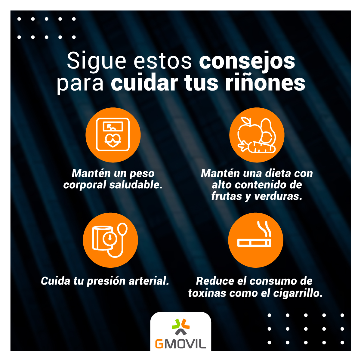 ¡Tu eres parte del cambio!👌 Adopta hábitos saludables que fortalezcan tu salud y protejan tus riñones. Sigue estos tips de prevención y disfruta al máximo de tu vida. 🧡🤩

#SaludRenal #VidaSana #BienestarTotal #Gmóvil #Prevención #Movilidad #Bogotá #SITP #Engativá #Salud