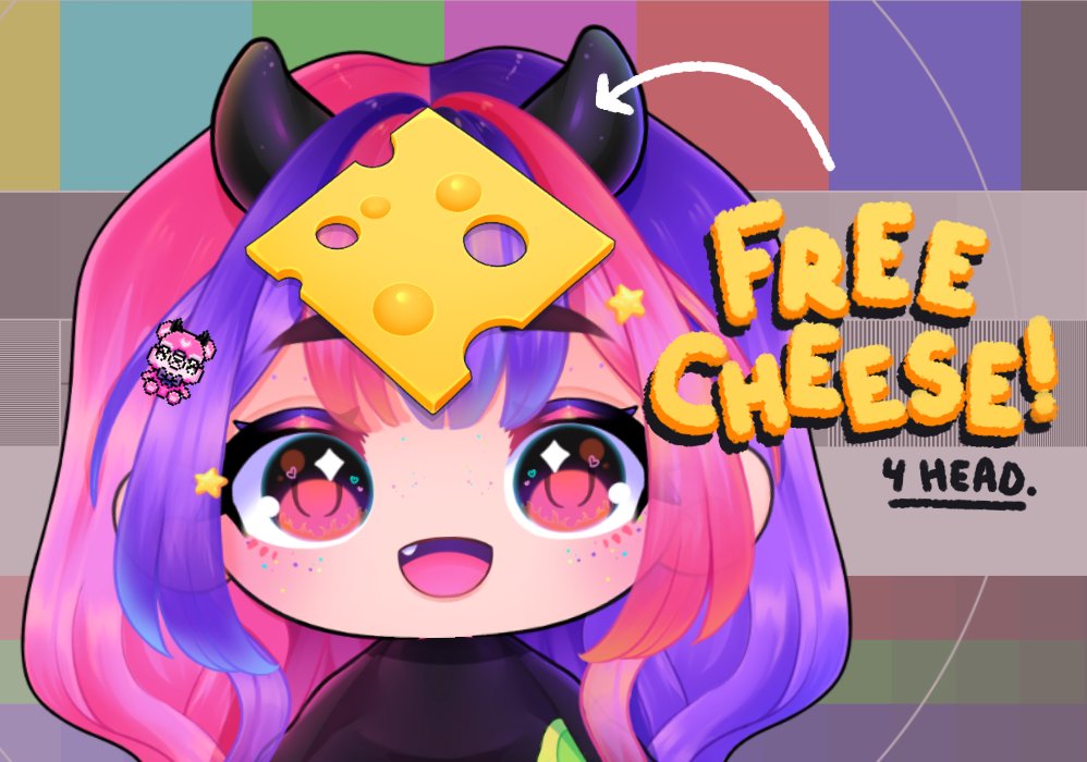 ✨💜 FREE CHEESE 4 HEAD 🧀 I made you all a slice of cheese to slap on your head if you wanna put it on your head. Okay bye. #VTuberUprising #Vtuberasset #freevtuberasset 🔗 Cheese Below