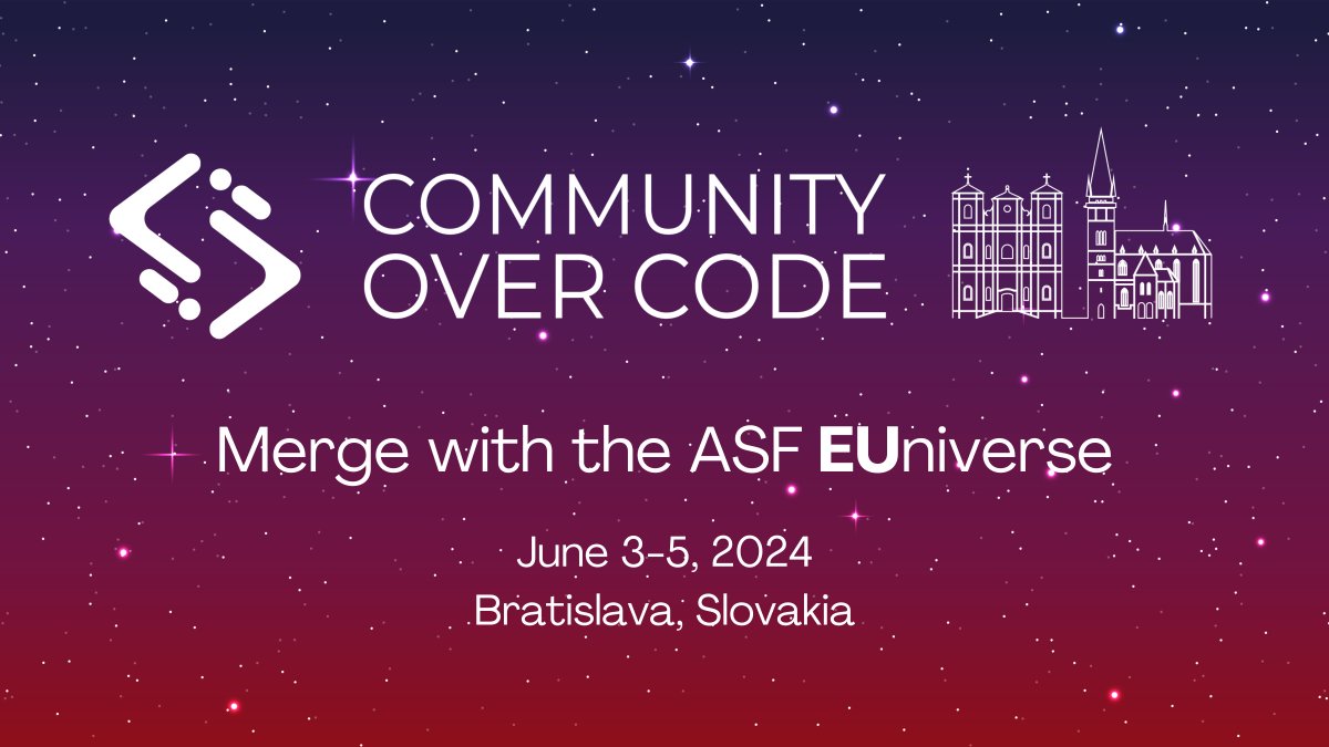 Join us for Community Over Code EU 2024 in Bratislava, Slovakia, June 3 - 5 for 3 days of learning, sharing, and networking with #opensource pros. Register today to join us! eu.communityovercode.org #opensource #ASF25Years