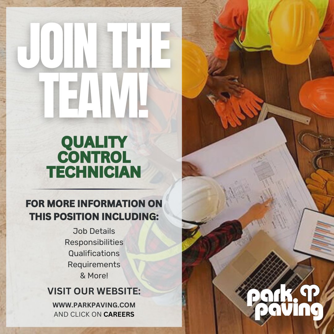 We are looking for a Quality Control Technician! For more information on this position and to apply, visit: apply.workable.com/park-paving-lt… #yeg #yegbusiness #yegconstruction #yeglocal #yegcommunity #alberta #edmonton #yegbuilders #construction #yegjobs #yeghiring #edmontonjobs