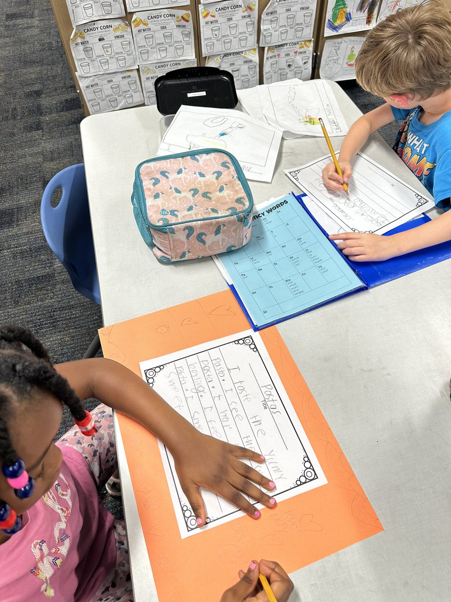 All my kindergartners used their five senses to write a food poem and were excited to publish their writing! ✍️ @SheridanCFISD @TeganOgilvie @CFISDPK1