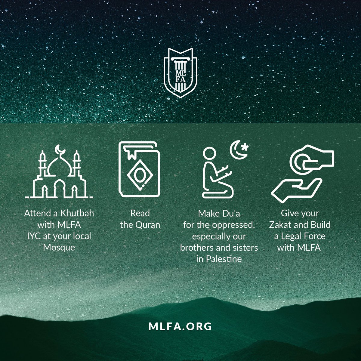 Experience the power of Laylat al-Qadr—the most powerful night of Ramadan. As we defend the rights of Muslim Americans, let's reflect on unity, justice, and compassion.  #Ramadan #LastTenNights #Prayer #Compassion #Justice #MLFA #MuslimLegal