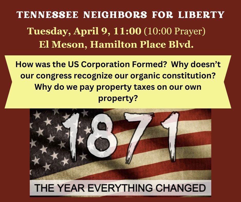 #Tennessee #FreedomEvents
Tuesday, April 9th