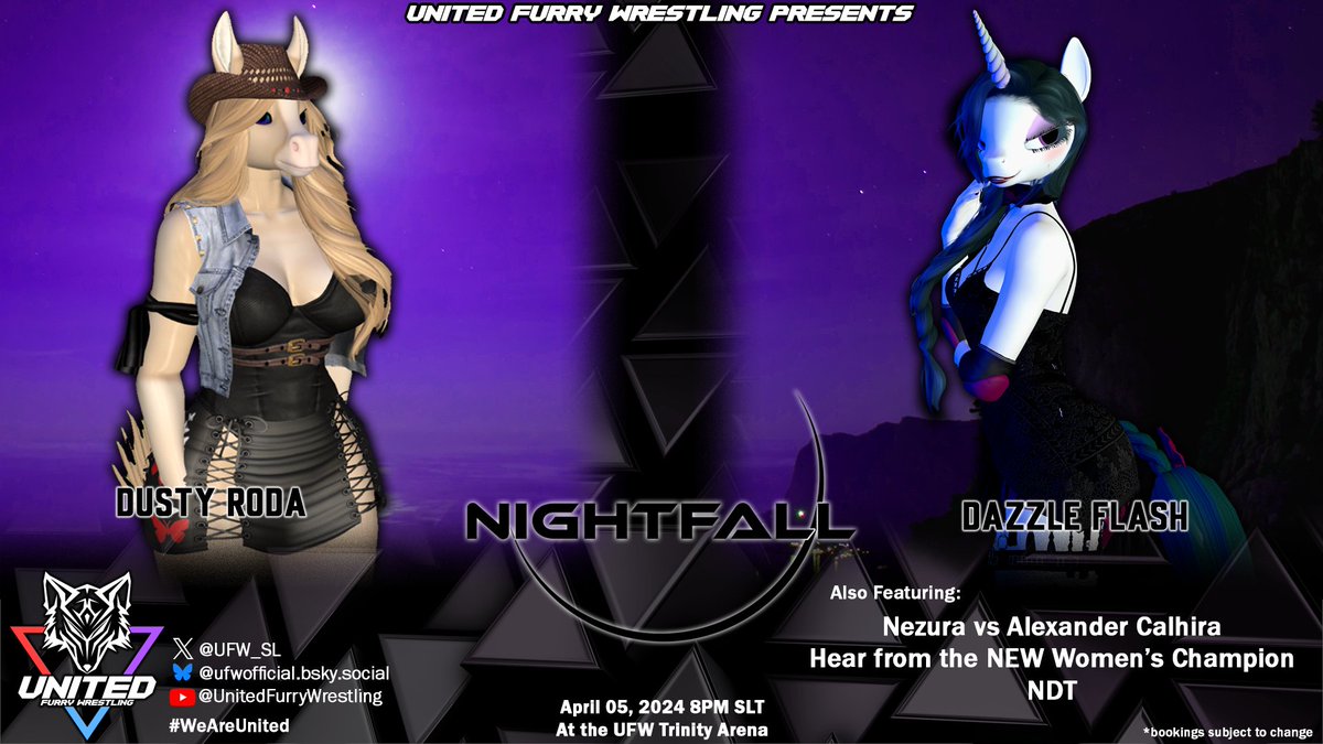 UFW_SL's tweet photo. #UFW_Nightfall goes LIVE from the Trinity Arena @ 8 pm SLT! COME EARLY for a special preshow bout @ 7:40 pm!
Rumor tells the UFW Women's Champion NDT has words for us all?!
NEZURA faces ALEXANDER CALHIRA!
DAZZLE FLASH takes on DUSTY RODA!
#BE_FEARLESS
https://t.co/Obj5Wyb3Mz https://t.co/VPukmMjkRA