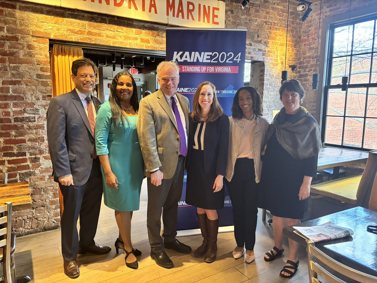 meronneee's tweet photo. I was honored to join @timkaine in #AlexandriaVA as he runs for re-election to the US Senate!

He has dedicated his life to helping others &amp; advocating on behalf of all Virginians. It was great to be there w/ @AnneHolton, @ssurovell, @C_Herring, @AdamEbbin &amp; @EBPforVA! #Kaine2024 https://t.co/Y52RsbyRow