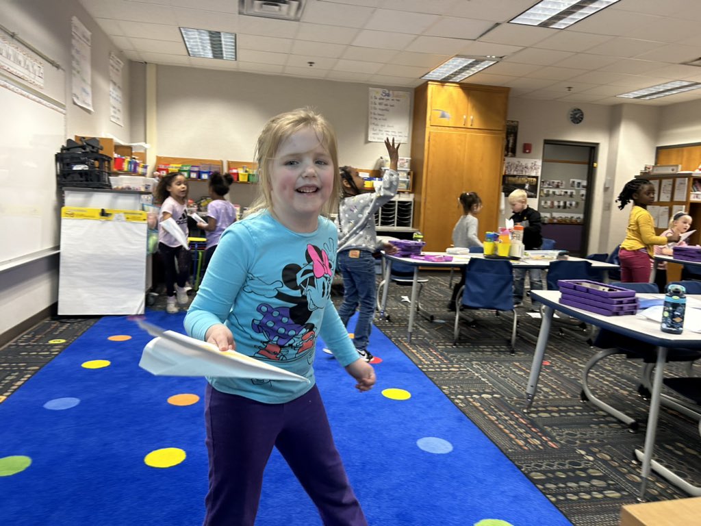 Day 145: we learned about how to writing this week based off of a paper airplane video. After writing down the steps we tried to make our own airplanes. It worked! #wearewayne especially when Purdue plays in the Final Four!