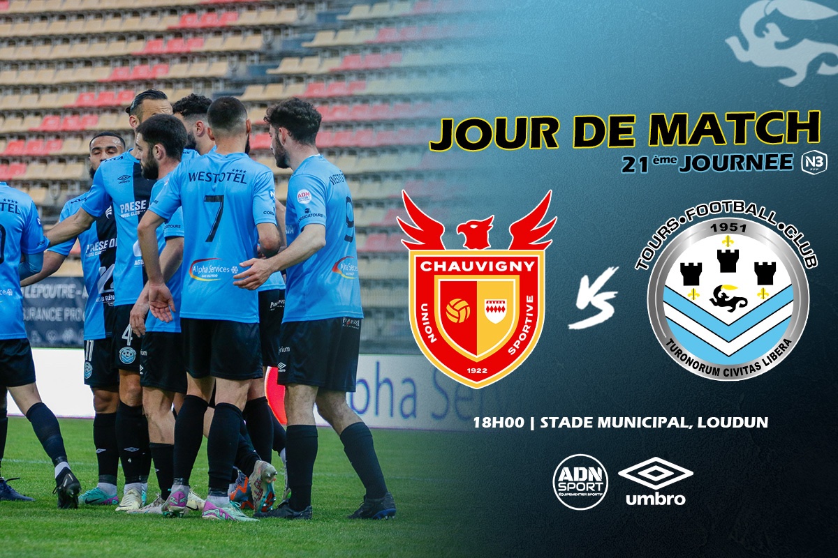ToursFC's tweet photo. ✅ 𝗝𝗢𝗨𝗥 𝗗𝗘 𝗠𝗔𝗧𝗖𝗛 !

⚽️ 21ème journée de #National3
🆚 US Chauvigny
🕒 18H00
🏟️ Stade Municipal, Loudun
🖥️ Match retransmis en direct sur notre chaîne YouTube : https://t.co/BAQKMLsiYD

🤝 ADN SPORT et Umbro

#USCTOURS | #ToursFC | #TousCielEtNoir 🔵⚫️ https://t.co/aaBq1TPmws