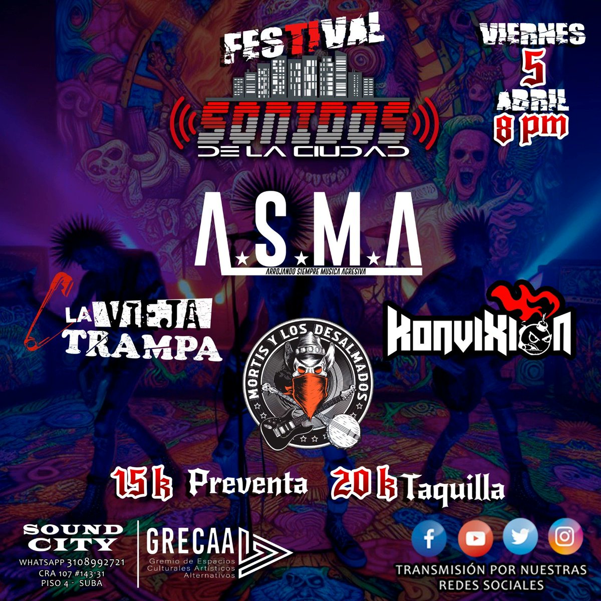 ASMAOFICIAL_'s tweet photo. Hoy en Suba jornada de Punk Rock en Sound City 🥳
#music #musica #festival #punk https://t.co/phD1ilLMxZ