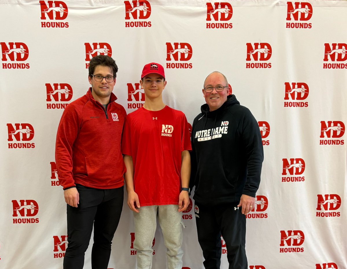 Notre Dame Hounds are pleased to officially announce the commitment of 2010 born Goalie Ben Meyer to the U15Prep team for the 2024-2025 season. 'For me, it's mainly how Notre Dame builds people, not just athletes... I'm excited to get to work.' - Ben Meyer #ndhoundshockey#NDProud