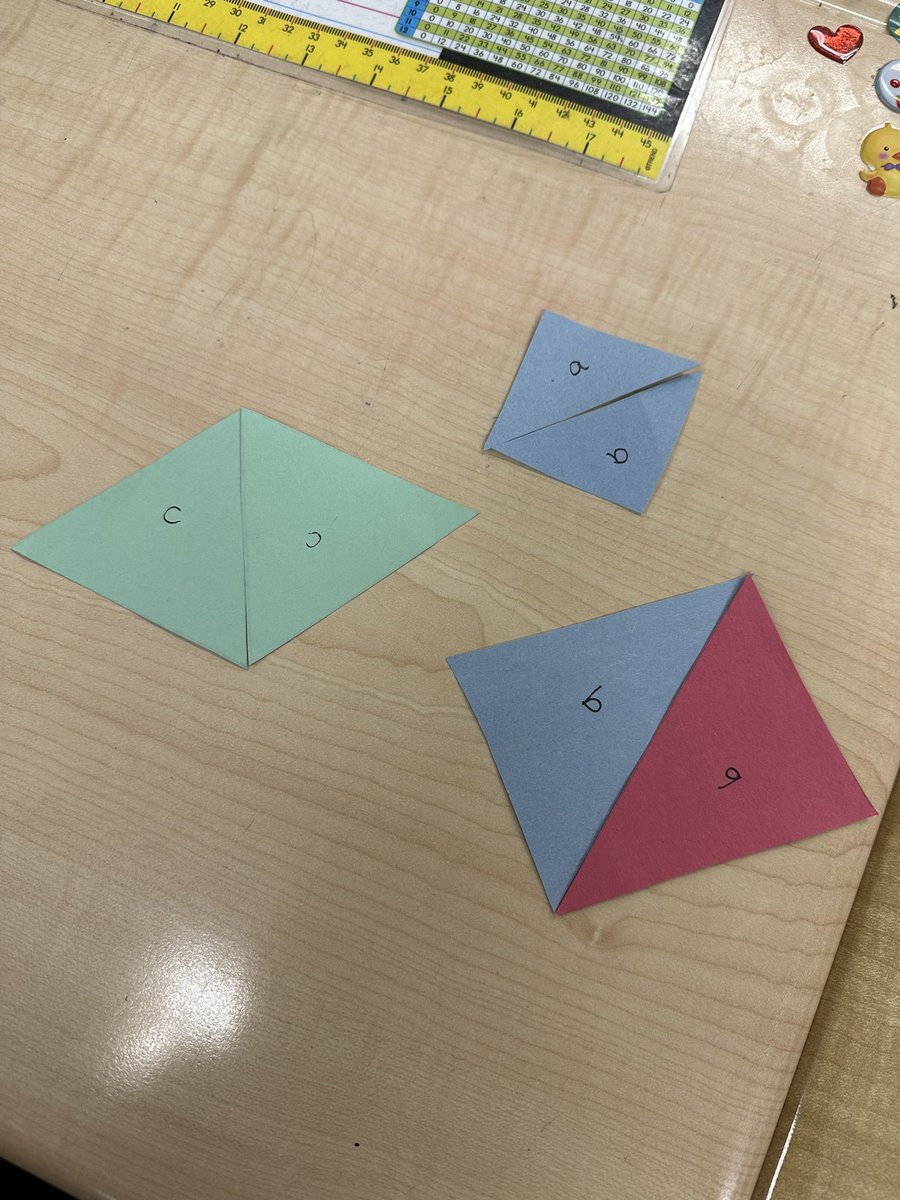 The grade 5s explored the relationship between triangles and parallelograms to determine the formula for area of a triangle! They did an excellent job with this activity!