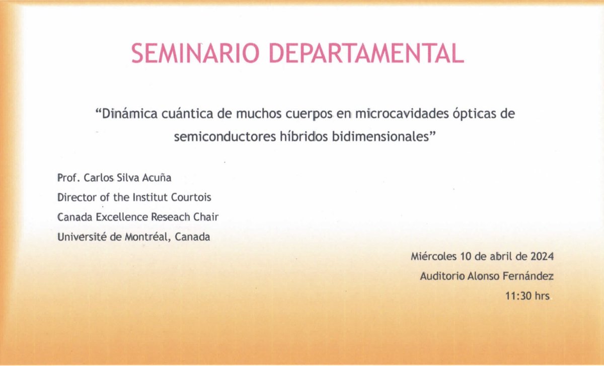 Con mucho orgullo presentaré un seminario este miércoles 10 de abril en el Departamento de Física Aplicada en ⁦@CINVESTAVMERIDA⁩. ¡Espero ver mis colegas y amigos de Mérida!⁩ Very excited to present a seminar this week in Mérida! ⁦@CinvestavFisApl⁩