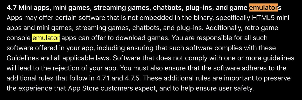 Apple explicitly acknowledges and allows emulators on the appstore, worldwide 🙌 Absolutely massive W