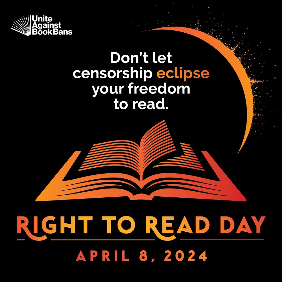 Monday 4/8 is #RightToReadDay! Don't let censorship eclipse your freedom to read. Visit Bit.ly/RightToReadDay for all you need to stand with #UniteAgainstBookBans and tell your elected officials to stand up to censorship. 

ABFE is a proud partner organization of UABB.