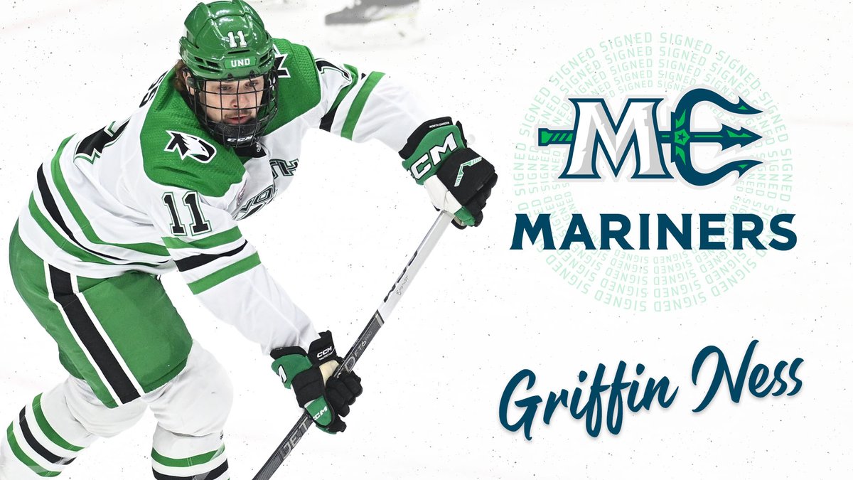UNDmhockey's tweet image. Another one! Congrats to senior forward Griffin Ness on joining the ECHL&apos;s Maine Mariners on a contract for the remainder of the 2023-24 season!

RELEASE: fightinghawks.com/news/2024/4/5/…

#UNDproud | #LGH