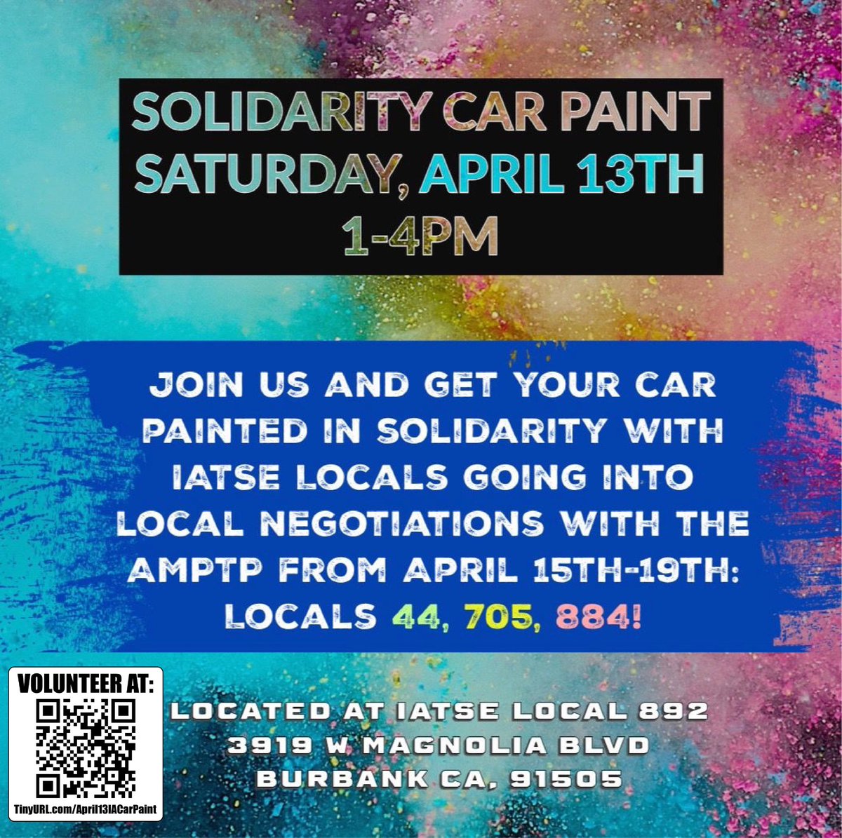 SOLIDARITY CAR PAINT for Locals 44, 705 (that's us!) and 884 heading in to their local negotiations the week of 4/15. #mpc705 #ManyCraftsOneFight #ManyCraftsOneCrew #IASolidarity #PayEquityForCostumes #705PayEquity #PayEquityForPinkWork #NakedWithoutUs #PayEquityNow