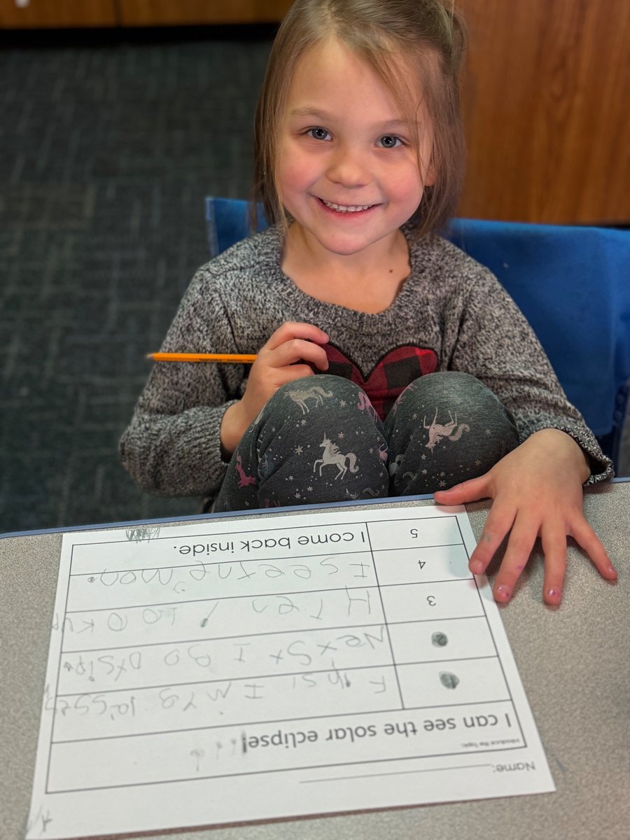 The Kindergarteners are using what they have learned about sequential order through our #Amazing writing curriculum to teach others the steps that go into watching the Solar Eclipse safely on Monday! #EndersEnergy #WeAre54 #Writers #SolarEclipse2024