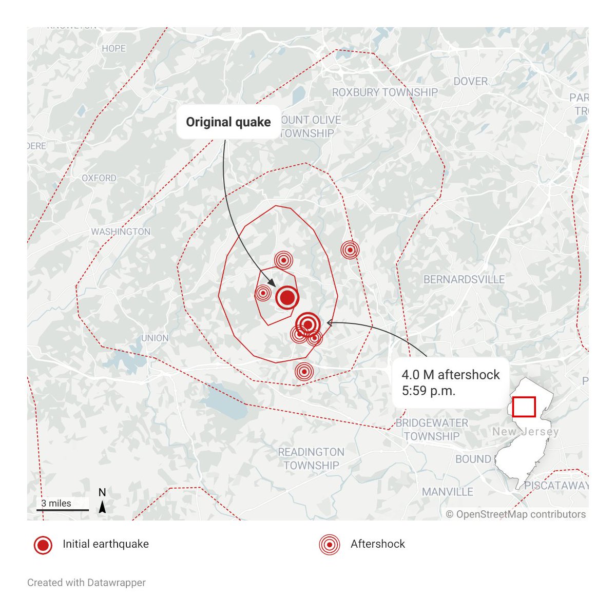 Wow that was the biggest aftershock yet! Just southeast of the initial quake epicenter, USGS estimates.