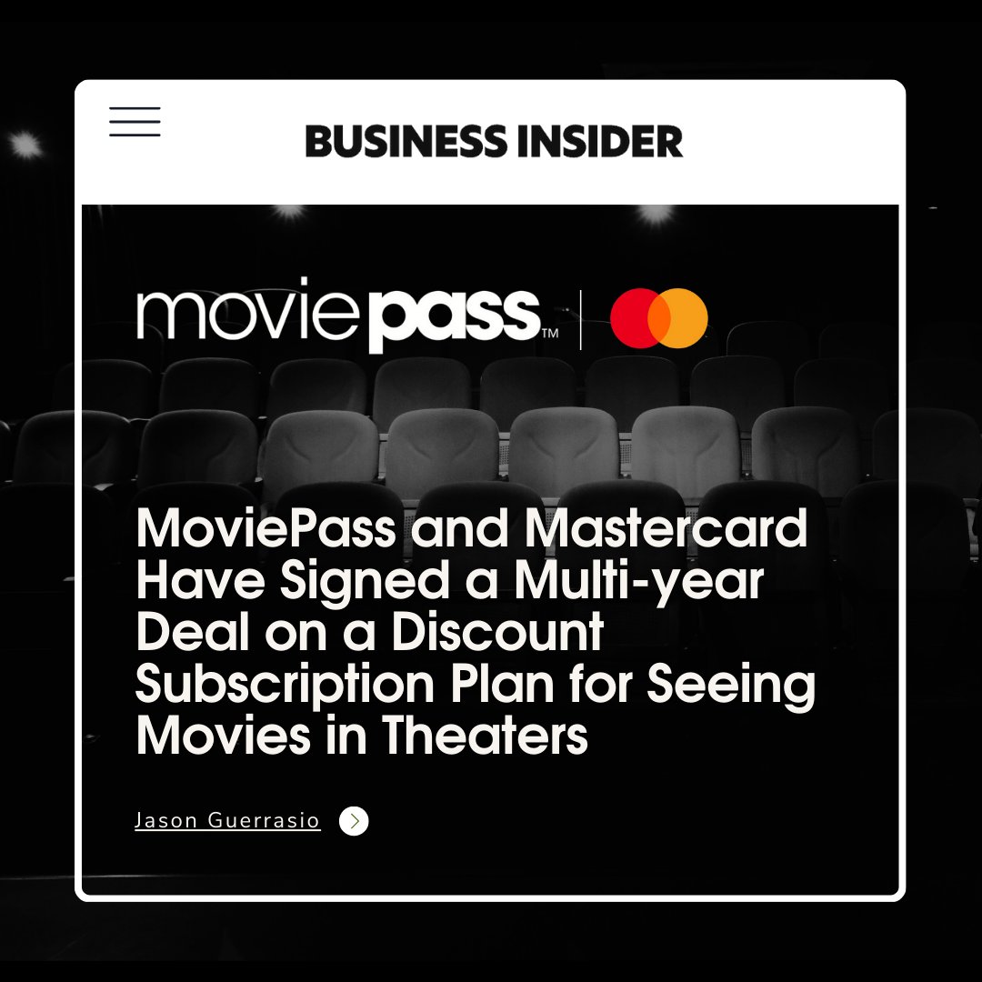 More people at the movies? Priceless. 

We've signed a multi-year deal with long-time strategic partner <a href="/Mastercard/">Mastercard</a>, a proven champion of the movie industry. 

Read the full article on <a href="/businesinsider/">businessinsiderng</a>

bit.ly/49oBtLS