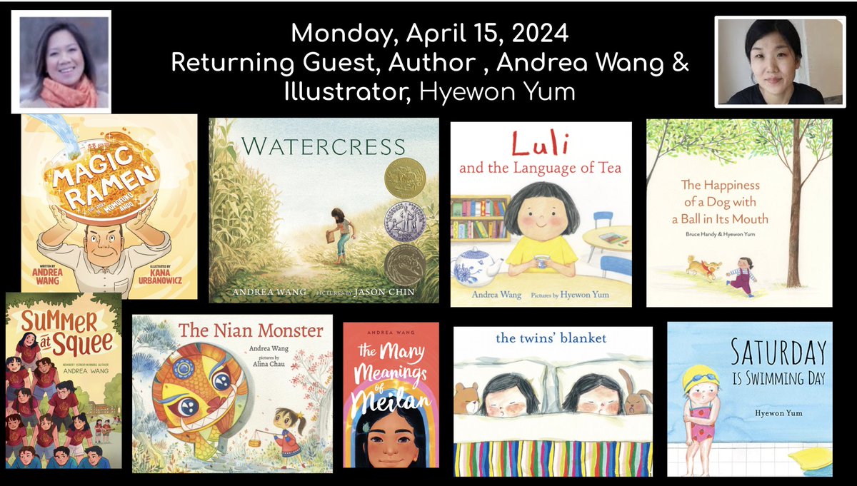 We are delighted to welcome @AndreaYWang and <a href="/HyewonYum/">Hyewon Yum</a> to #MentorTextMondays for our last evening of the school year on 4/15! There are still spots left to register for our intimate Zoom call. Click here for more information: forms.gle/14GG3YG5oMapDc…