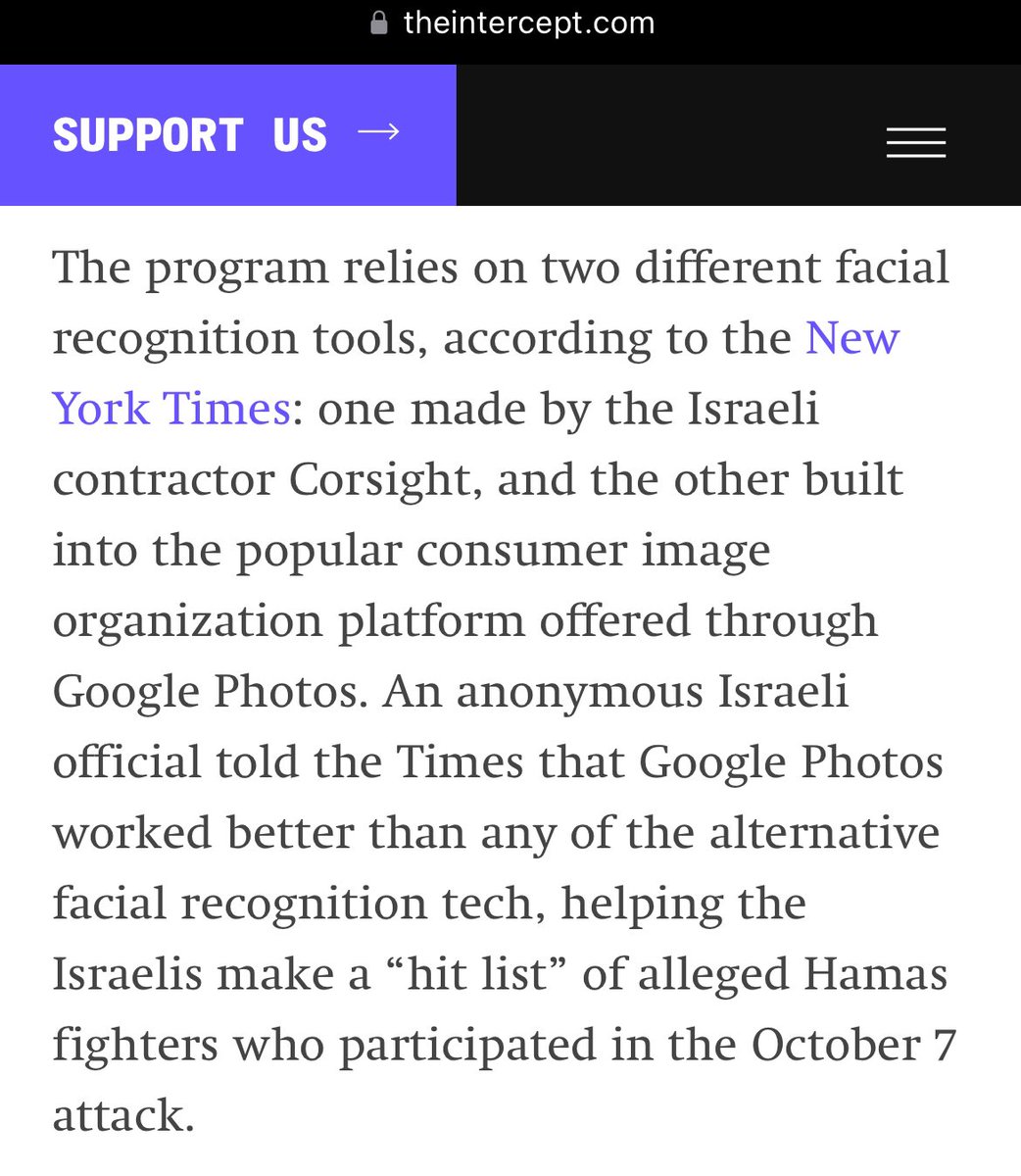 PixieOfDeath's tweet image. In a follow up article, @theintercept highlights that beyond #ProjectNimbus, Israel has a preference for @googlephotos, when employing its lavender death list.