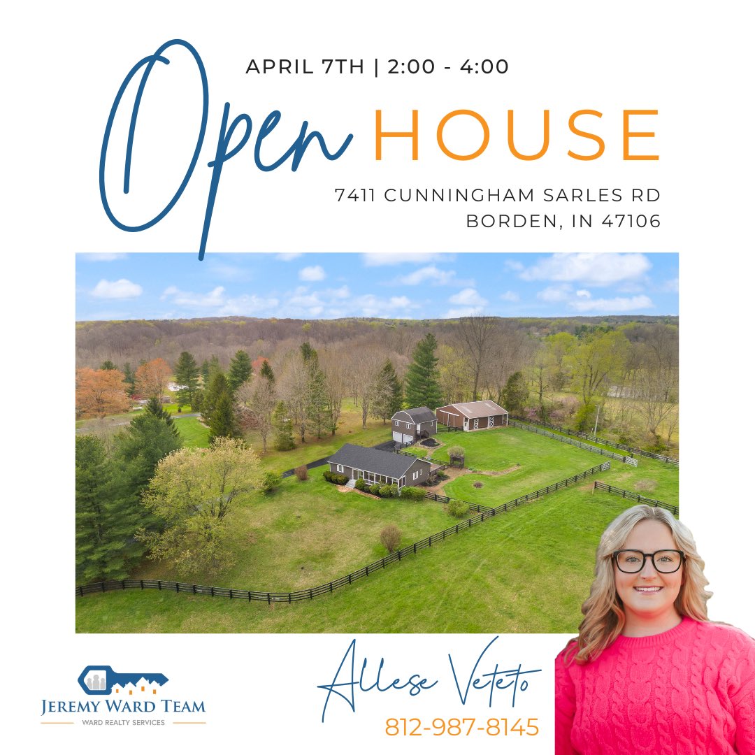 ☀️𝐎𝐏𝐄𝐍 𝐇𝐎𝐔𝐒𝐄☀️ Come out and join Allese Veteto to tour this peaceful retreat-like 4 acre property! 

3 Bed | 2 Bath | 1,404 sqft.

OPEN HOUSE
📆Sunday, April 7th
🕑2:00 - 4:00

bit.ly/JWT7411Cunning…

#soinrealestate #thejeremywardteam #wardrealtyservices