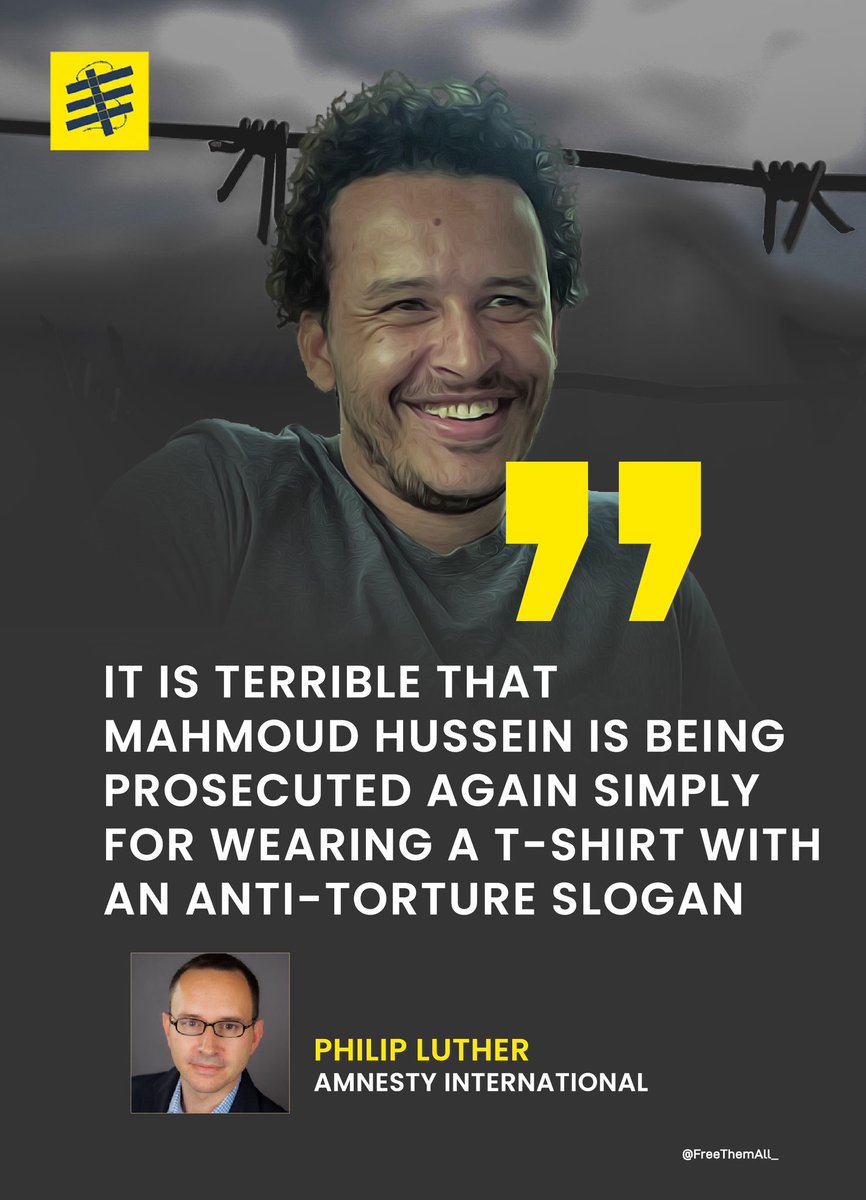“If convicted, he will face a prison sentence of up to 25 years, which would be a gross injustice, and an indication of the lengths to which the Egyptian authorities will stoop to crush any idea of dissent.” #FreeThemAll #Egyptian_hell @Karen_Russell @hartsellml @LeckerC