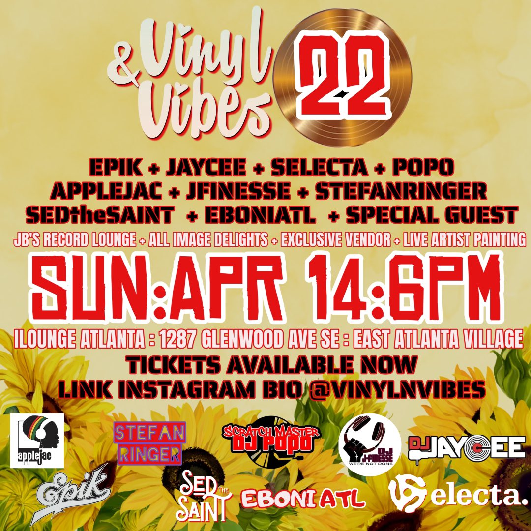 Volume 22 #vinylnvibes April 14th 2️⃣0️⃣2️⃣4️⃣ 🔥🔥🔥 Ain’t nothing like a Vinyl party‼️ 6pm <a href="/ILoungeAtlanta/">ILOUNGE ATL</a> We ❤️ Vinyl #dynamitetings #dynamiteFM