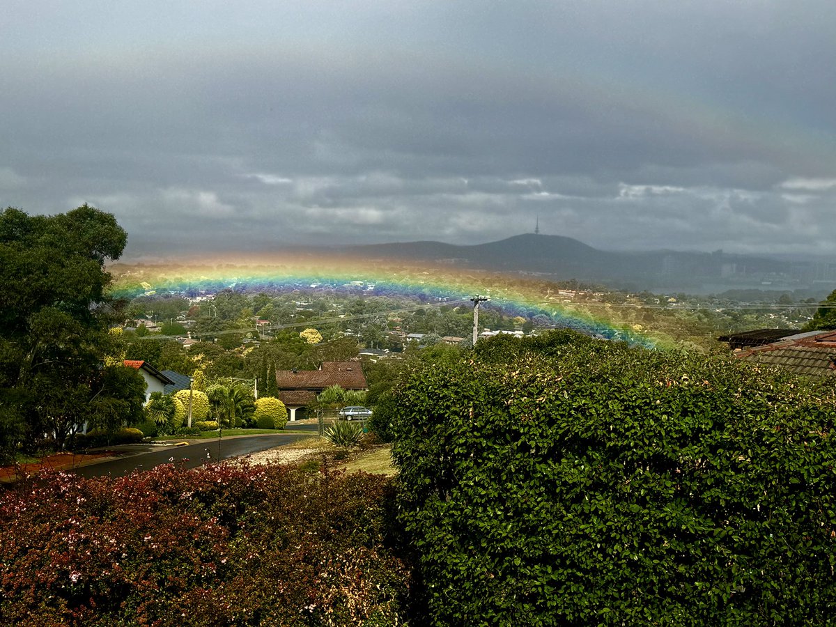 This ground-hugging rainbow in Belconnen looks like it could do with a dose of viagra.