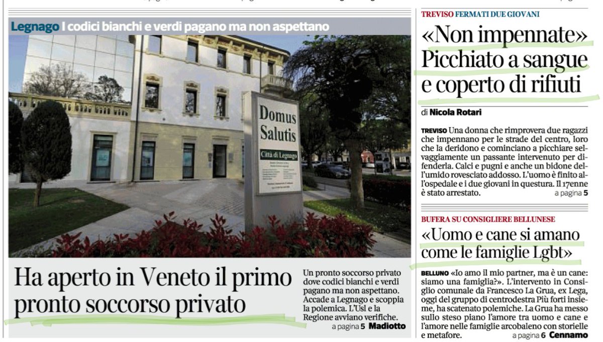 È intanto nel ridente Nord-Est... Il Corriere Veneto, prima pagina #rassegnastampa
