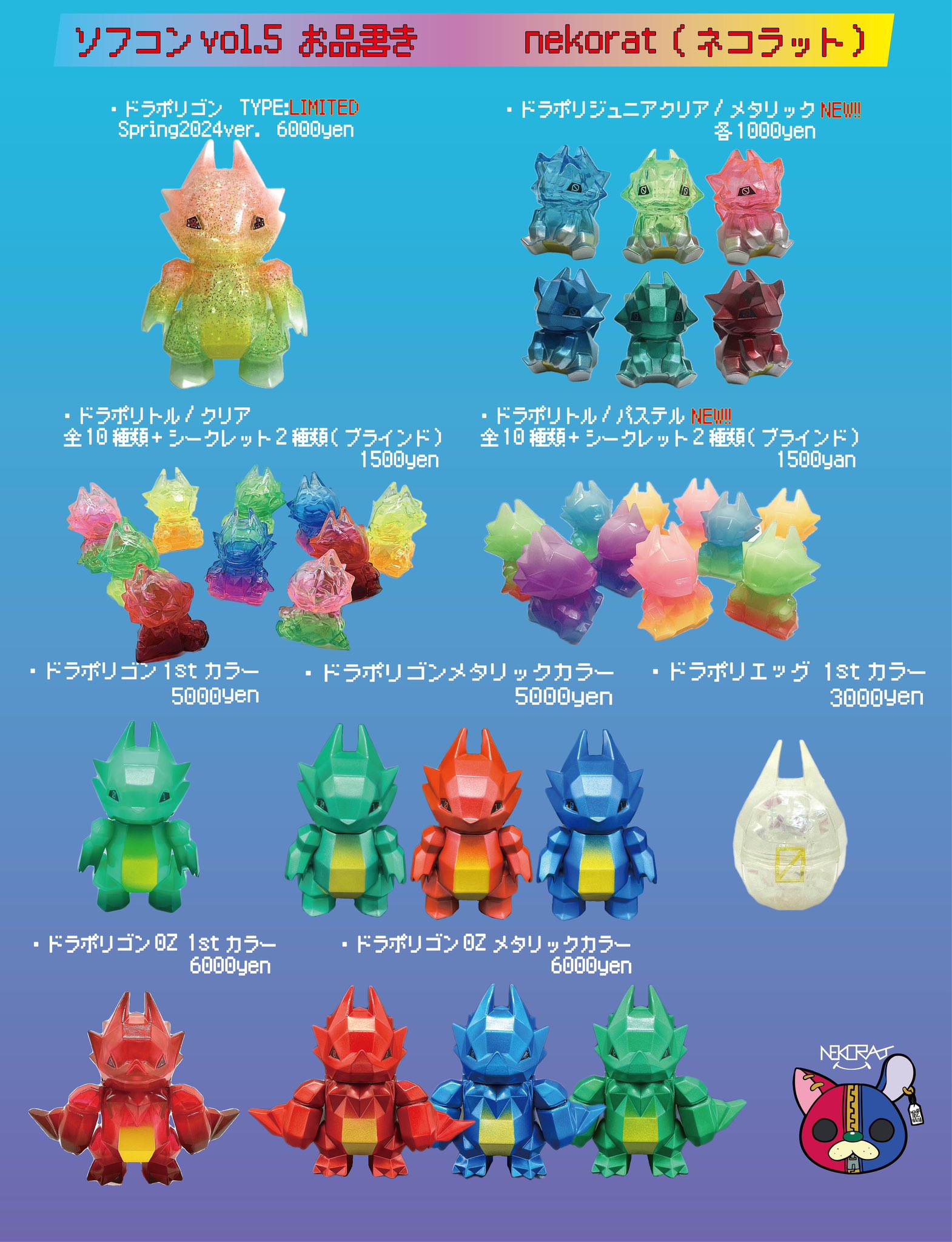 ドラポリゴン nekorat ネコラット ソフビ フィギュア 未使用に