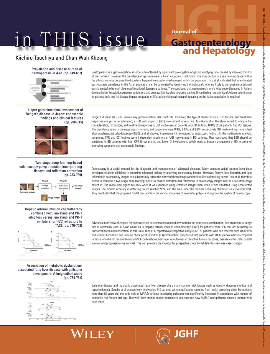 The April issue of the Journal of #Gastroenterology and #Hepatology is now available ✳️ Metabolic fatty liver syndromes ✳️ Prevalence of gastroparesis in Asia ✳️ Upper GI involvement of Behcet's ✳️ Fisheye/Reflection correction in colonoscopy And more 🔗 onlinelibrary.wiley.com/toc/14401746/2…