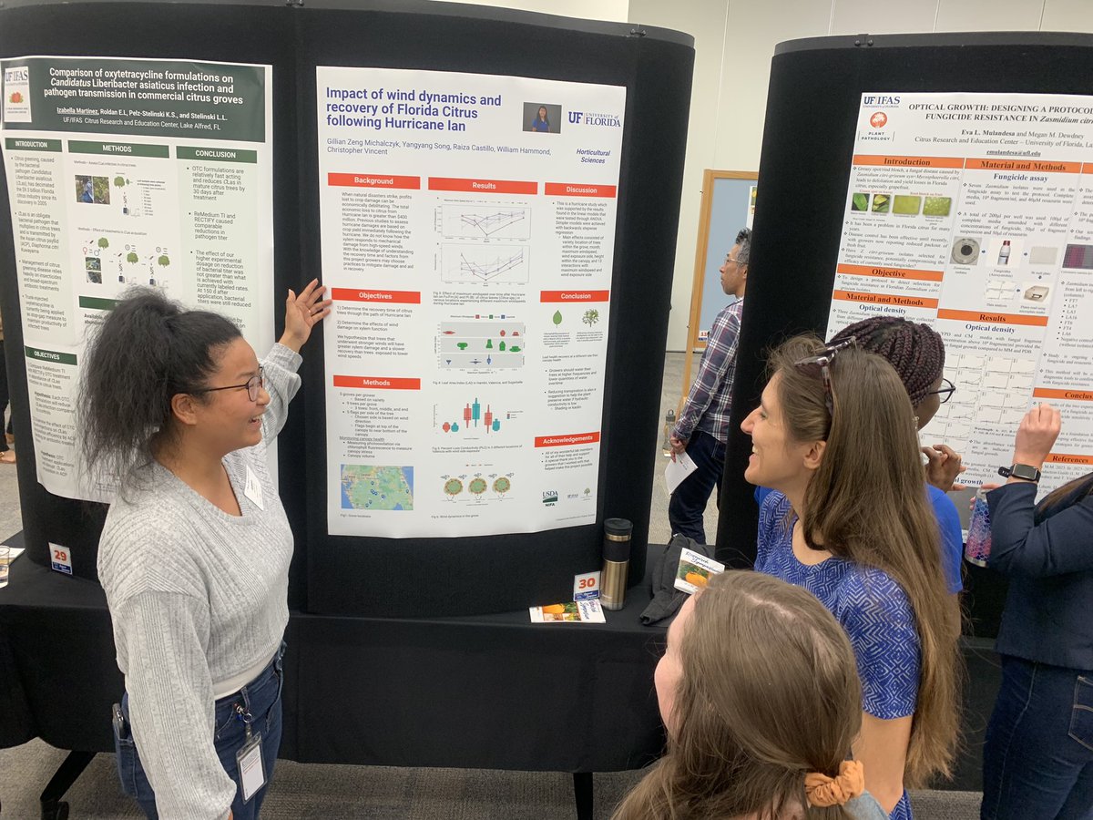 treecophys's tweet image. Had a great time sharing our research and learning about the rest to the @UFIFASCitrusREC community’s work at today’s symposium. @gillian_zeng @dorcas_alade1