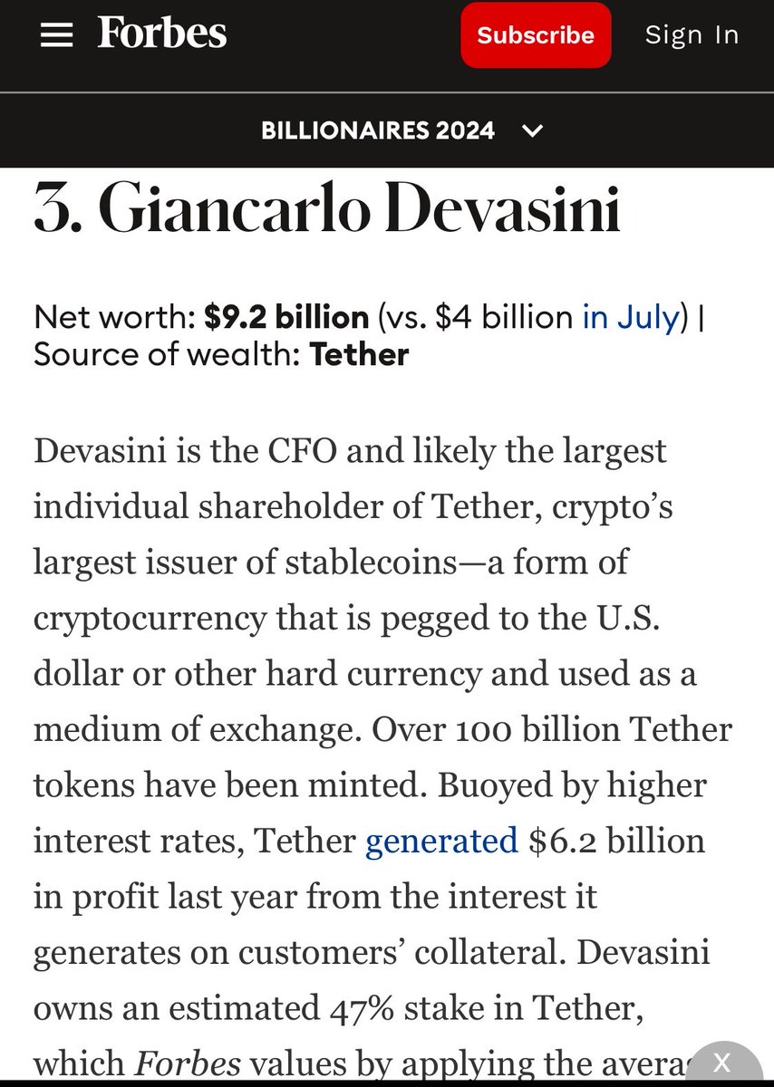 The last place Giancarlo Devasini wants to be on, Forbes. Remember when  Bankman was listed by Forbes?