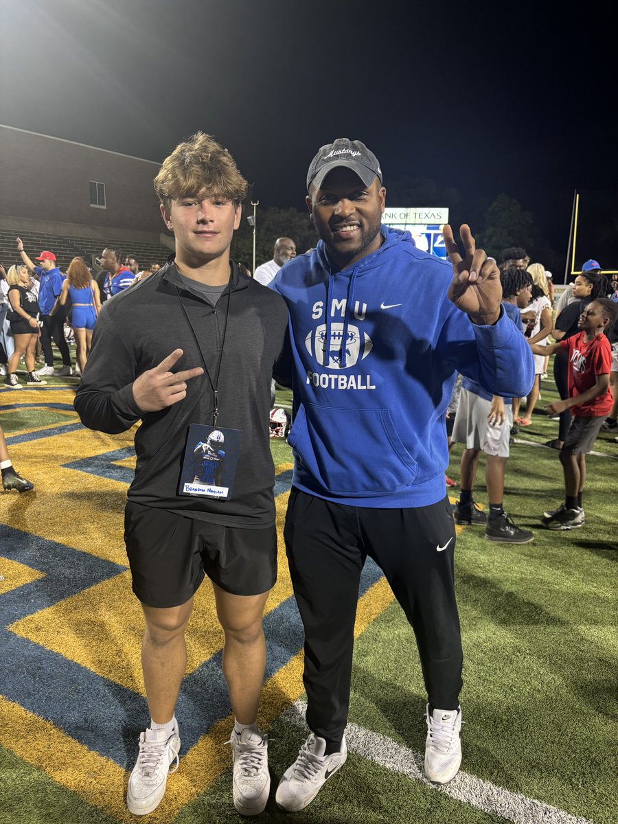 I had a great time tonight at the SMU Spring game. Amazing atmosphere, and staff. It was nice to meet you @CoachMoCrum and @bryanfilker ! @jarrettbailey12 @CoachJDanzer @CoachBoodon @coach_mcdowell