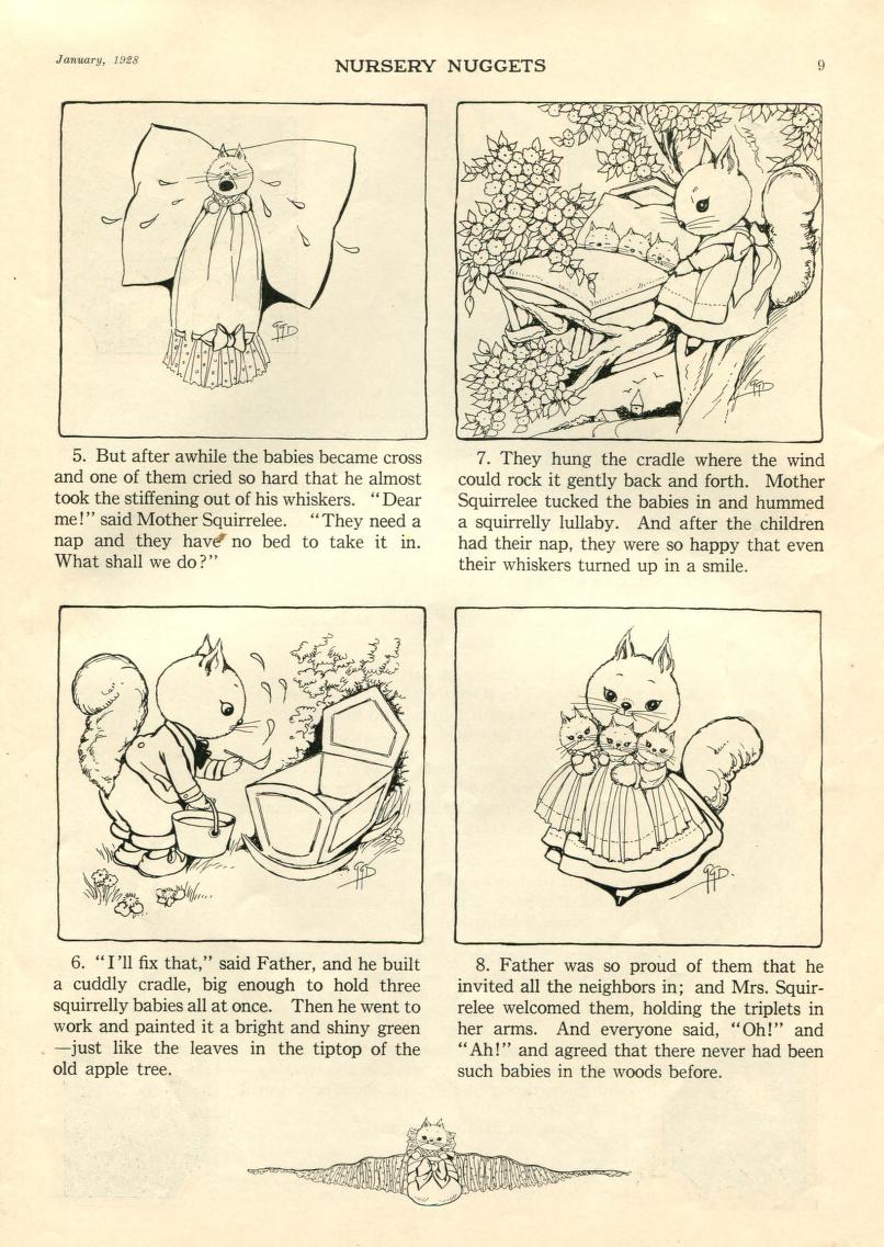 グレイス・ドレイトンが1928年の子供雑誌に描いた親子リスがとてもかわいい。
アメリカの「こりすのぽっこちゃん」 